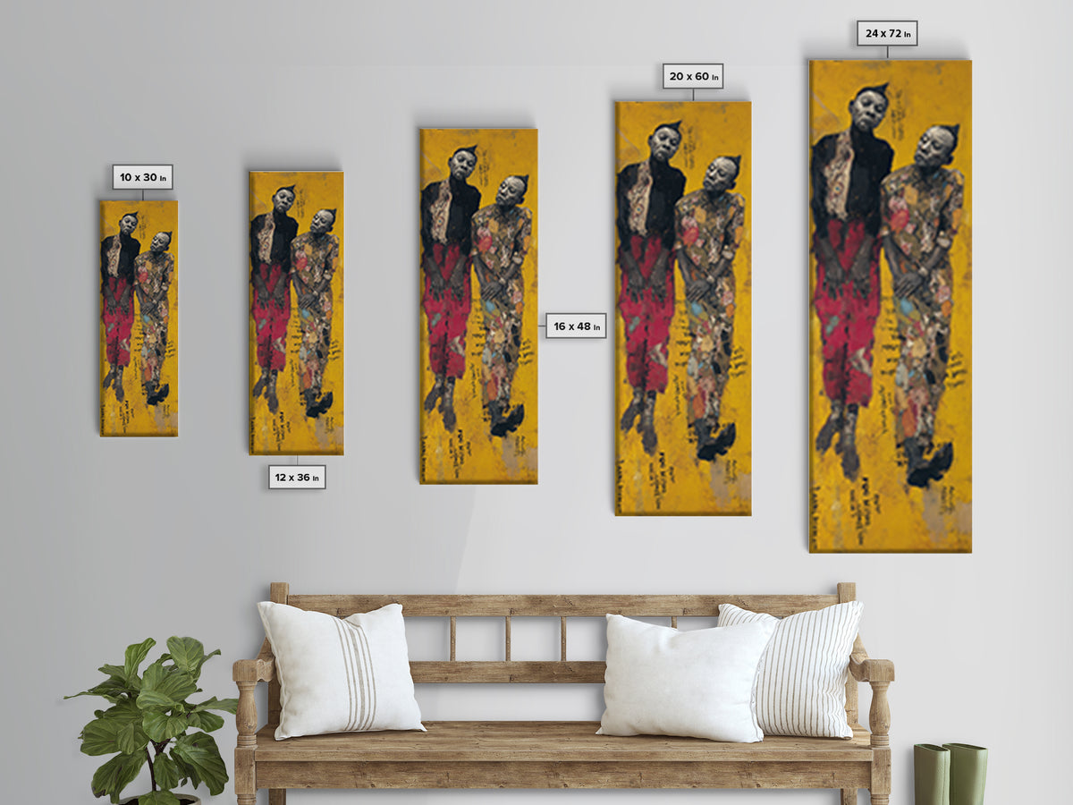 Two Elegant African Women On Yellow Wall Art, Black Female Portrait Canvas, Afrocentric Cultural Home Decor Statement Gift
