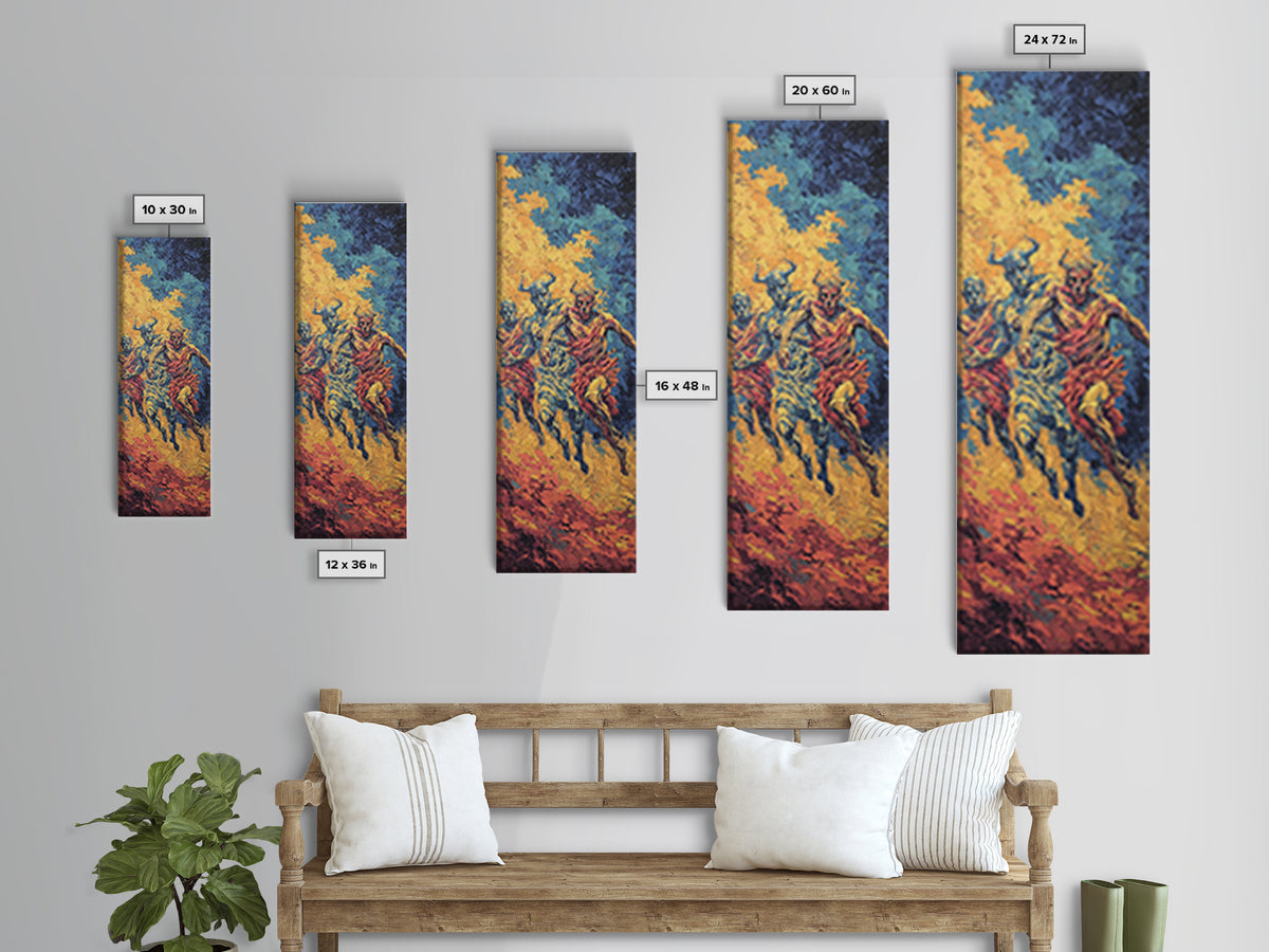 Colorful African Runners In Dust Canvas Print, Modern African Art Wall Art, Vibrant Tribal Decor, Dynamic Cultural Art Gift