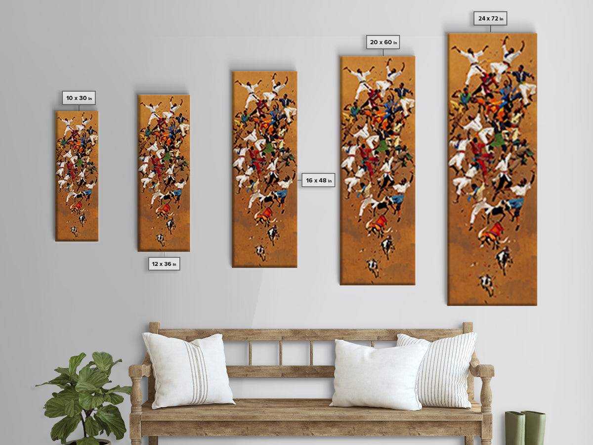 Joyful African Dancers In Celebration Canvas Print, Tribal Culture Wall Art, Afrocentric Home Decor, Vibrant Festival Gift
