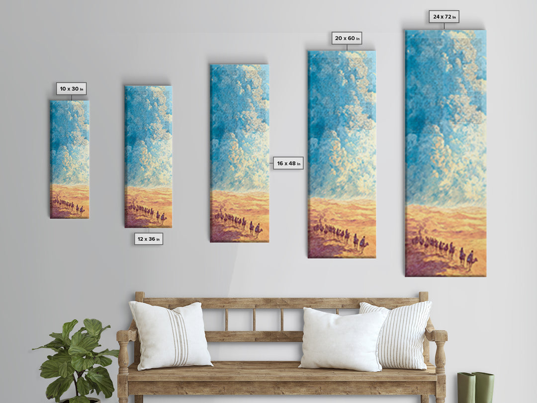 Sahara Caravan Under Giant Blue Sky Wall Art, African Desert Landscape, Nomad Travel Decor, Motherland Canvas Gift For Living Room