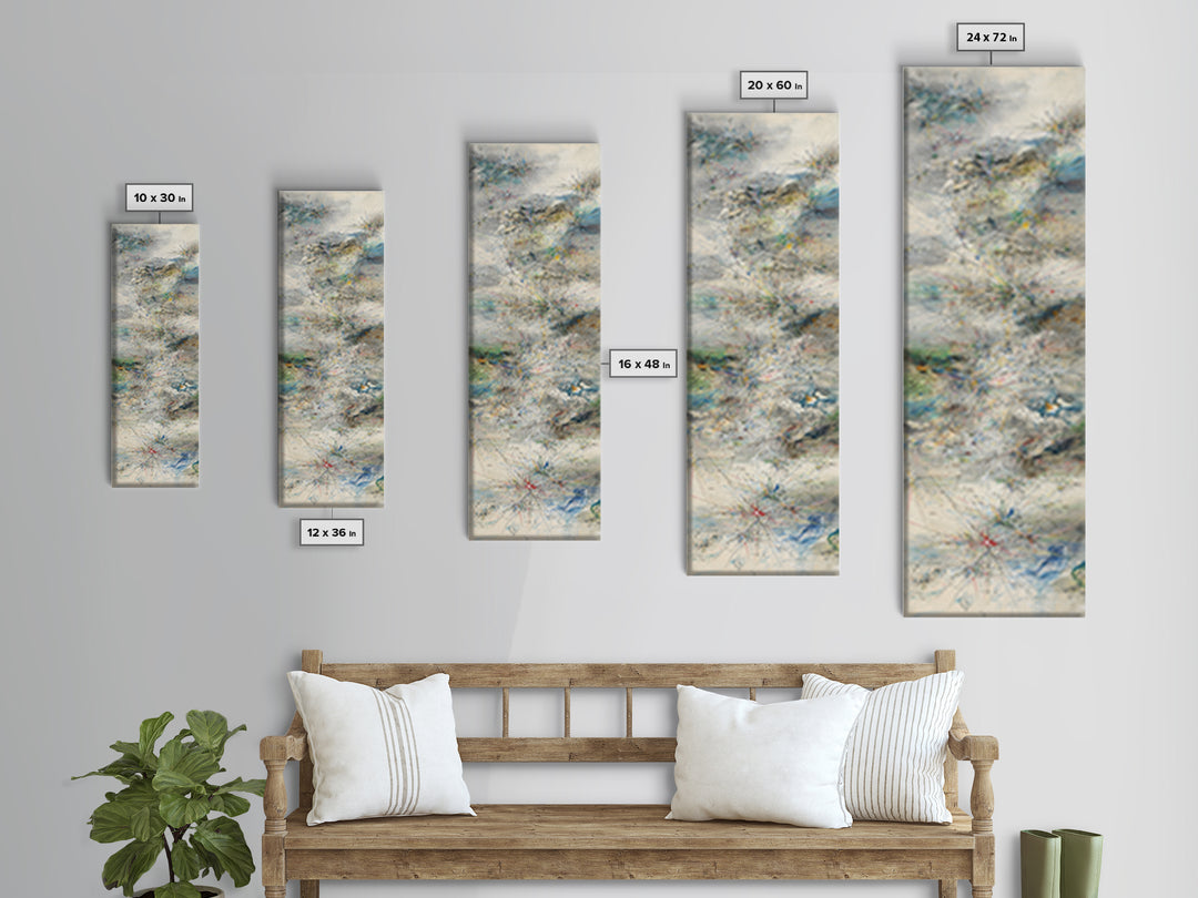 Misty Abstract Landscape With Fine Lines Framed Canvas Print, Contemporary Wall Art, Neutral Home Decor For Office And Living Room