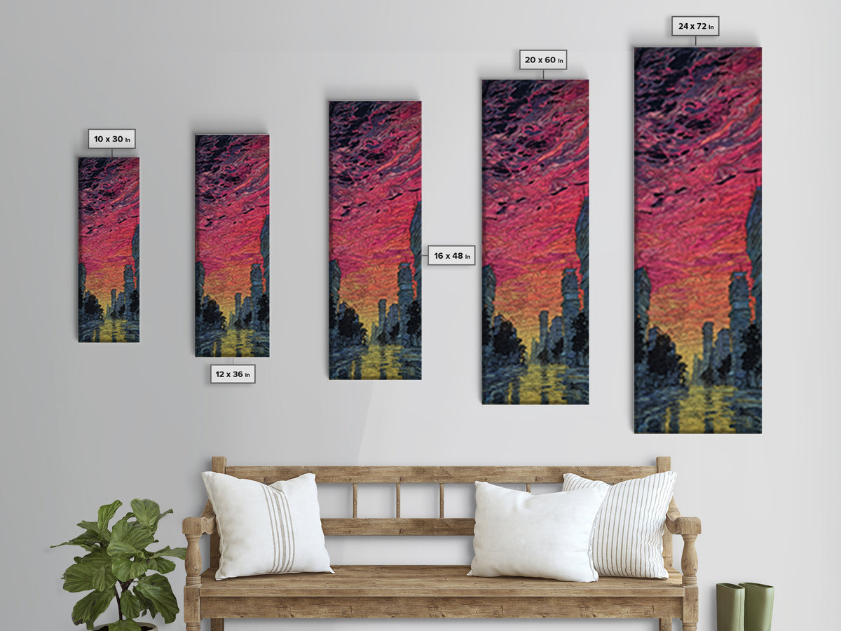 Dramatic Sunset City Skyline Canvas Print, Urban Wall Art, Modern African Inspired Decor, Moody Skyscraper Living Room Art