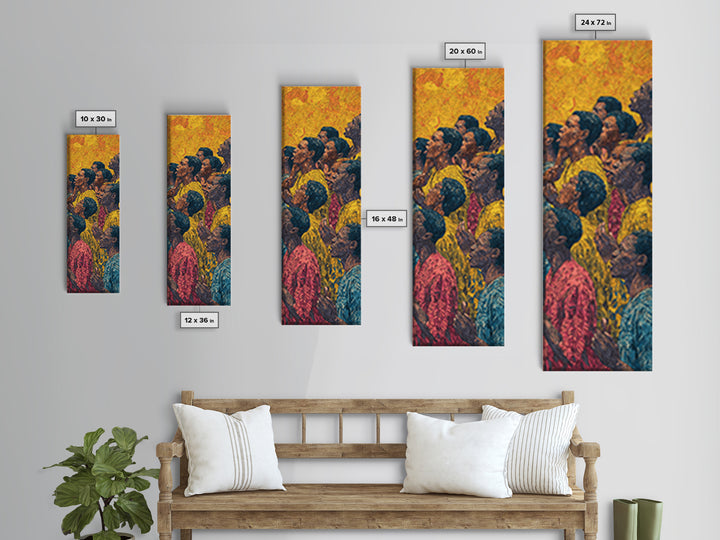 Vibrant African Crowd Portrait Canvas Print, African Women Art, Cultural Wall Decor, Black People Artwork, Afrocentric Home Decor
