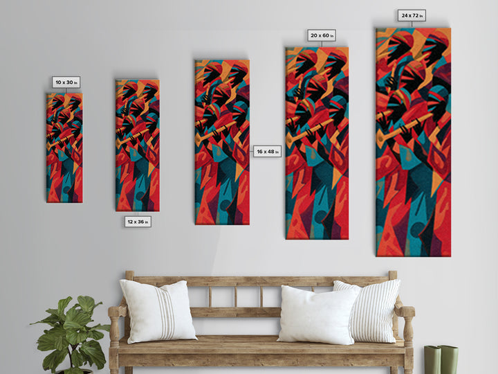 Abstract African Jazz Musicians Wall Art, Tribal Art Print, Afrocentric Decor, Bold Colorful Canvas Print, Music Lover Gift