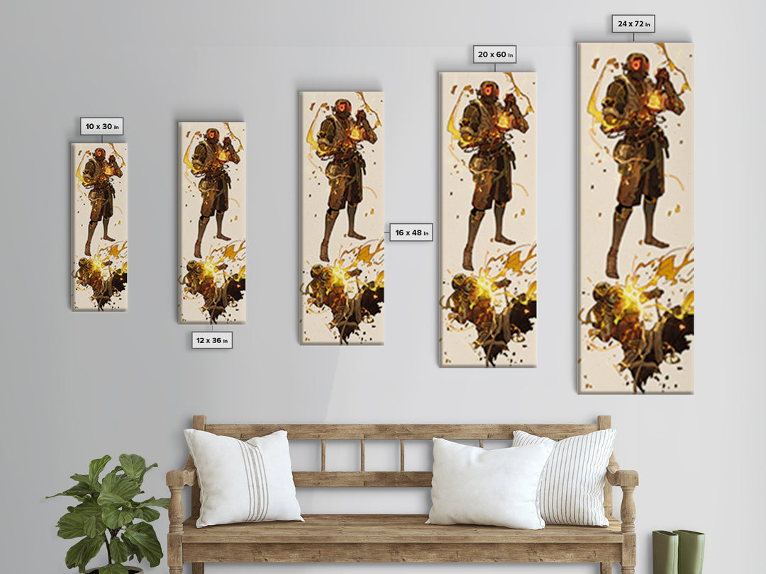 Sci Fi Nomad Warrior With Lantern Canvas Print, African Warrior Art, Afrofuturism Decor, Bold Modern Adventure Wall Art Gift