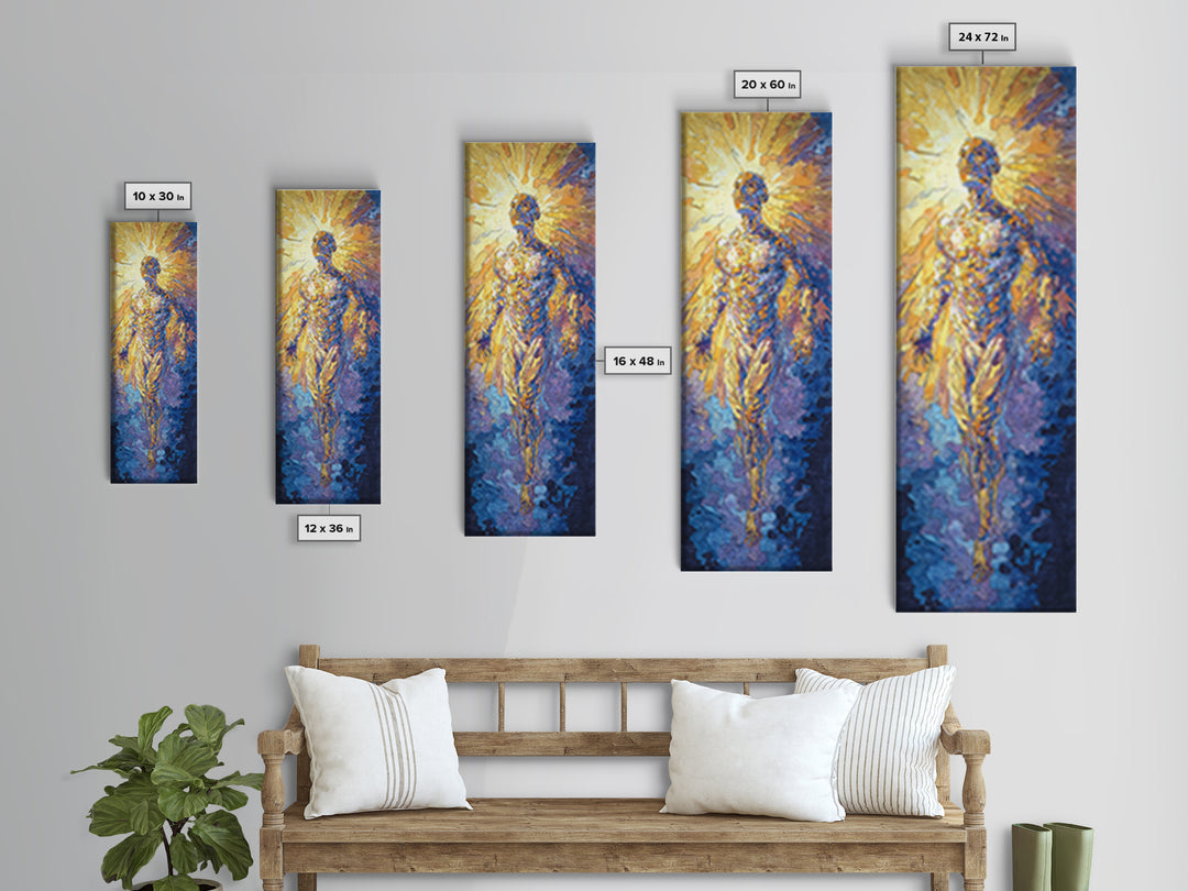 Radiant Golden Ascending Spirit Wall Art, Spiritual African Inspired Art, Abstract Figure Canvas Print, Dreamy Home Decor