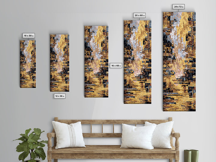 Golden Abstract African City Wall Art, Modern Geometric Canvas Decor, Luxury Urban Statement Print, Earth Tone Home Decor