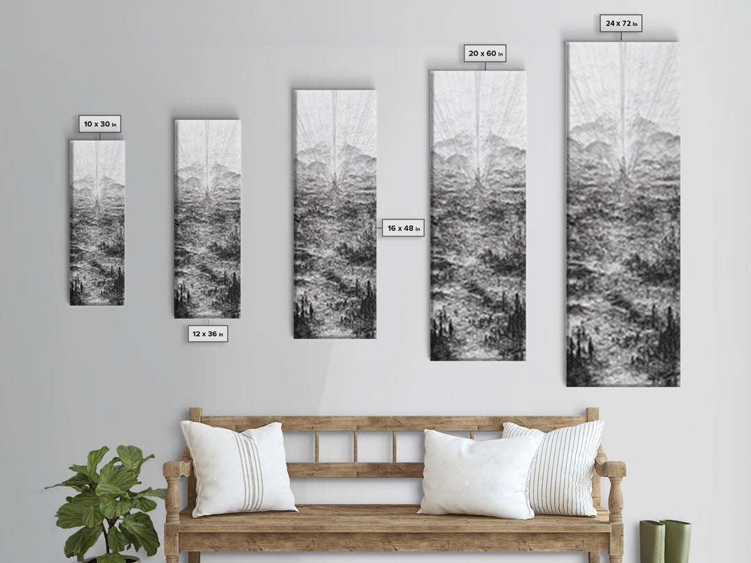 Monochrome Futuristic City Spire Canvas Print, Abstract Urban Architecture Wall Decor, Minimalist Black And White Art Poster