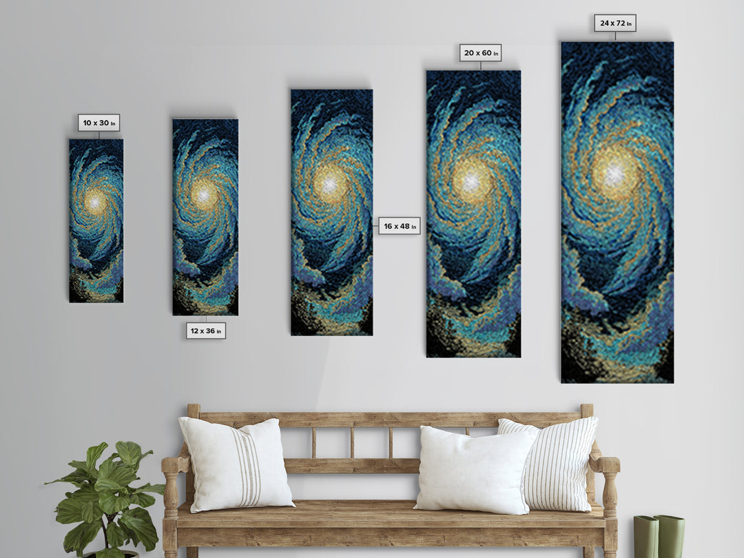 Blue Gold Spiral Galaxy Wall Art, Cosmic Abstract Canvas Print, Celestial Space Decor, Modern Astronomy Gift For Home Office Decor