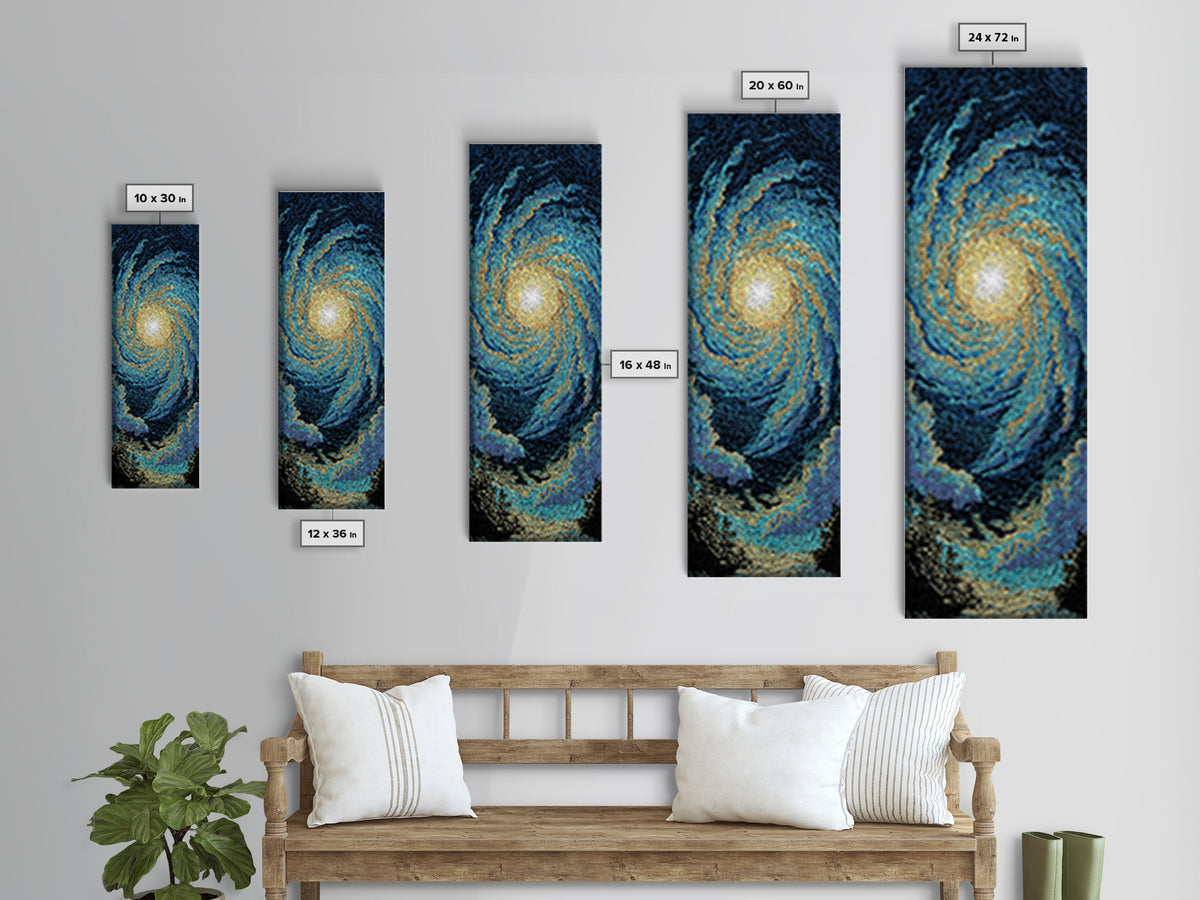 Blue Gold Spiral Galaxy Wall Art, Cosmic Abstract Canvas Print, Celestial Space Decor, Modern Astronomy Gift For Home Office Decor