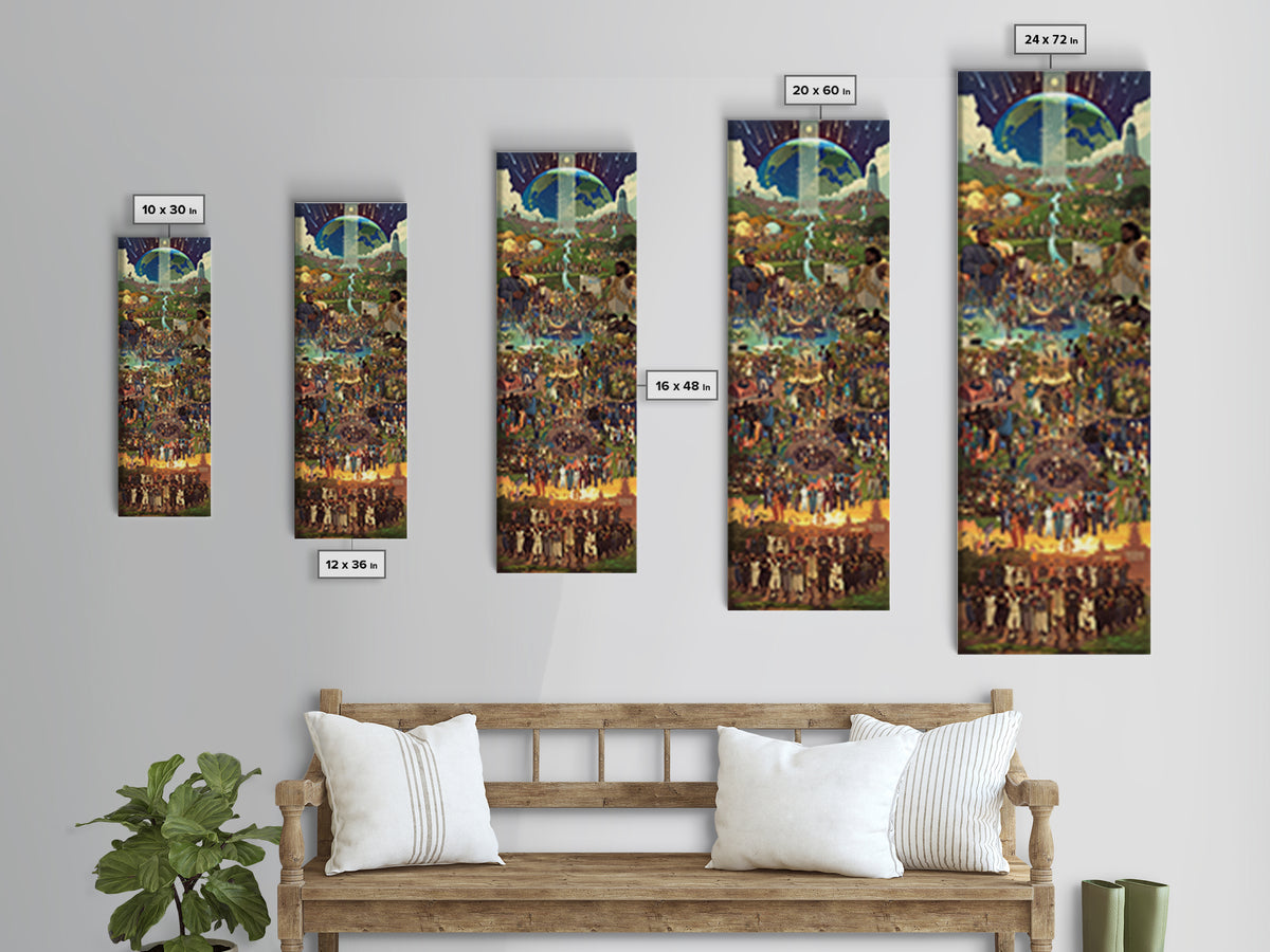 Afrofuturist Community Celebration Under Earth Wall Art, African Culture Art, Black History Decor, Unity Festival Print Gift