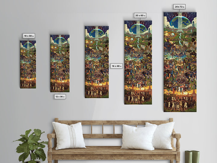 Afrofuturist Community Celebration Under Earth Wall Art, African Culture Art, Black History Decor, Unity Festival Print Gift