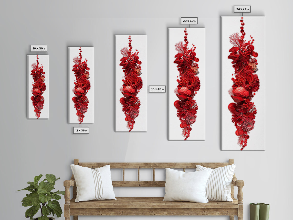 Red Coral Floral Abstract Sculpture Canvas Print, Modern African Art, Abstract Wall Art, Botanical Home Decor, Statement Gift