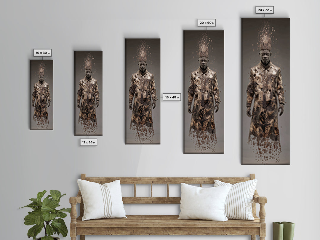 Dissolving African King In Ceremonial Robe Canvas Print, African Warrior Art, Tribal Portrait Wall Art, Afrocentric Decor