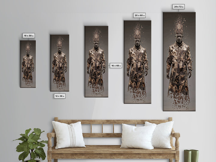 Dissolving African King In Ceremonial Robe Canvas Print, African Warrior Art, Tribal Portrait Wall Art, Afrocentric Decor