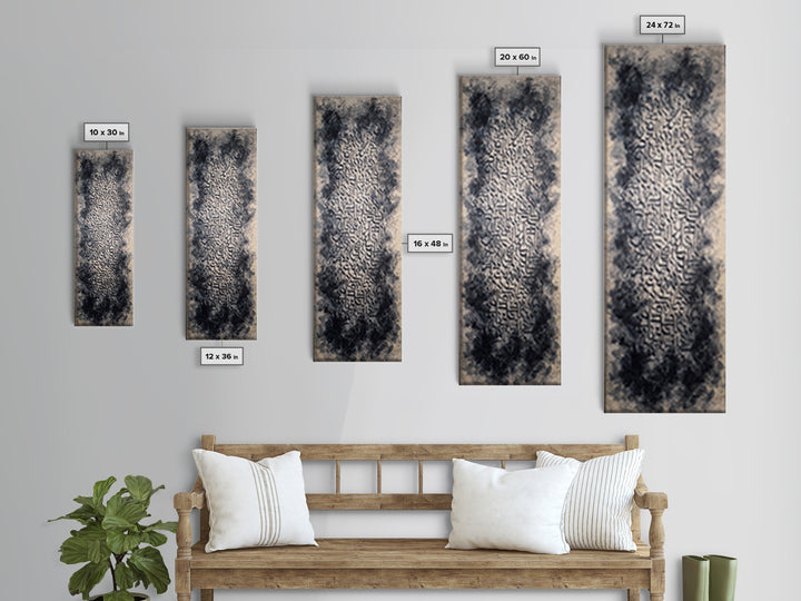 Smoky African Calligraphy Framed Canvas Print, Black Ink Script Texture, Abstract Tribal Wall Decor, Neutral Cultural Art