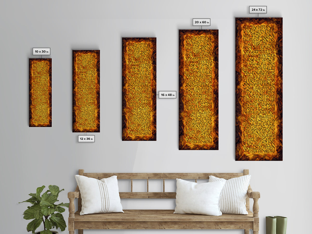 Rust Orange Carved Glyph Canvas Print, Ancient African Inspired Symbols, Earth Tone Wall Decor, Tribal Culture Art Print