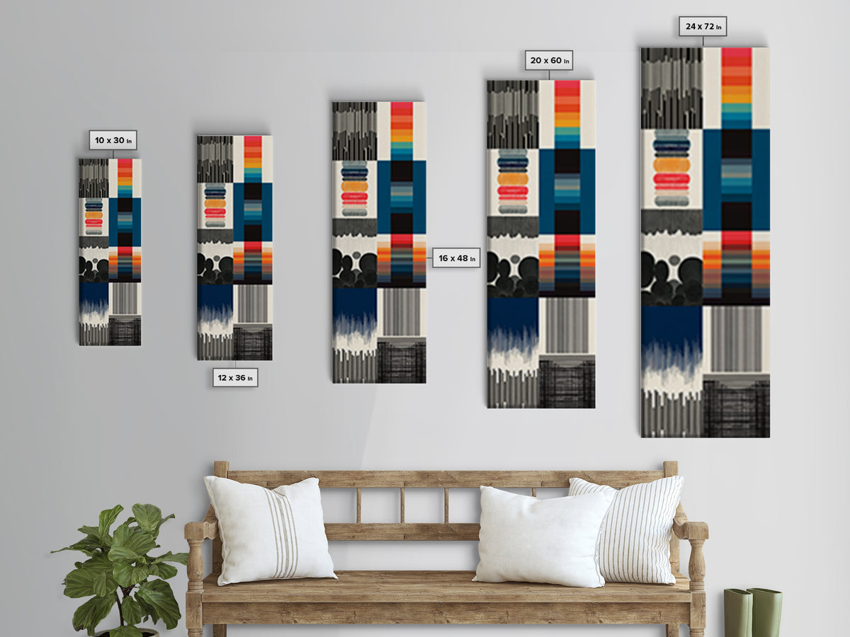 Black And Cream Geometric Textile Stripes Wall Art, African Pattern Canvas, Minimalist Tribal Decor, Modern Boho Home Decor