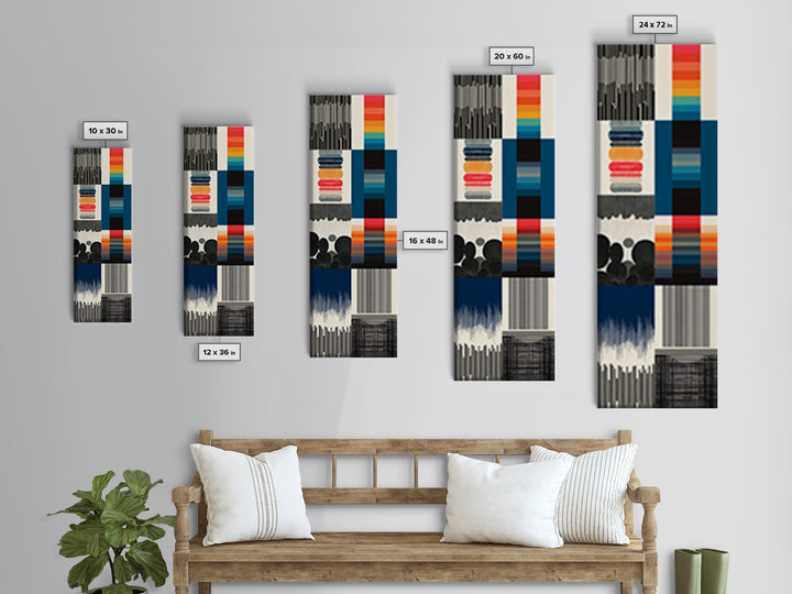 Black And Cream Geometric Textile Stripes Wall Art, African Pattern Canvas, Minimalist Tribal Decor, Modern Boho Home Decor