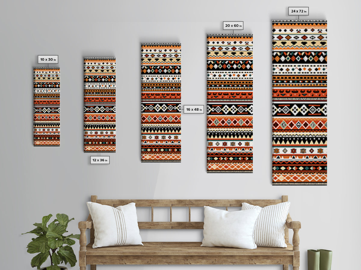 Orange Black And Teal African Patterns Wall Art, Tribal Textile Print, Ankara Inspired Decor, Boho Cultural Home Decoration