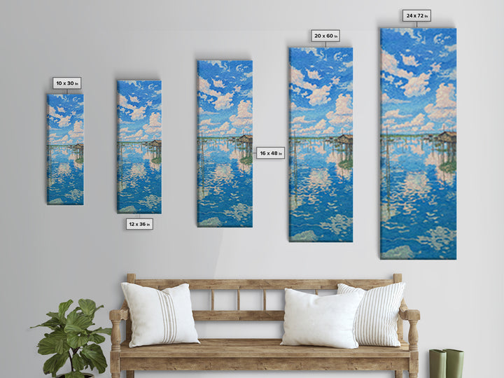 Sunlit African Lake Reflections Wall Art, Blue Landscape Canvas Print, Coastal Travel Poster, Peaceful Home Decor Gift Idea