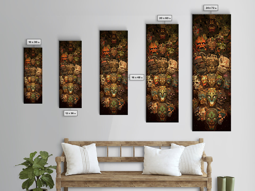 Colorful Tribal Mask Totem Canvas Print, African Mask Art, African Tribal Art, Bold Home Decor, Vibrant Afrocentric Wall Art