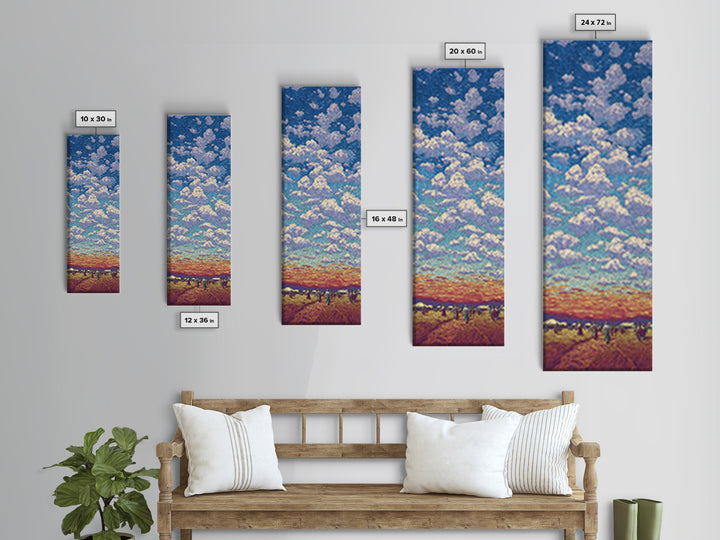 Sunset Cloud Prairie Landscape Framed Canvas Print, Dreamy Sky Wall Art, Nature Scene Art For Living Room Decor, Housewarming Gift