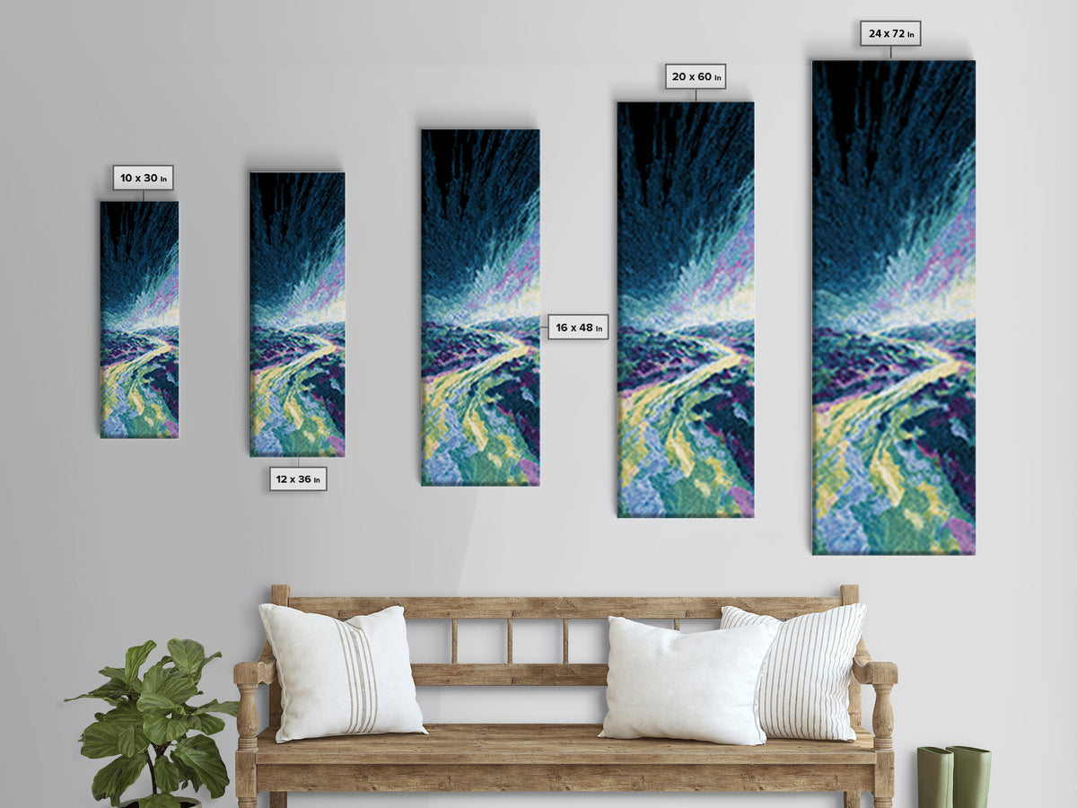 Blue Cosmic River Abstract Canvas Print, Mystical Wall Art, Modern Psychedelic Landscape, Unique Home Decor Gift For Him