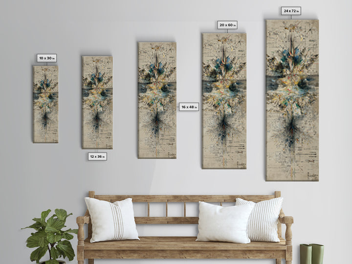 Architectural Geometry Abstract Wall Art, Blueprint Style Canvas Print, Modern Minimalist Office Decor, Statement Gift For Him