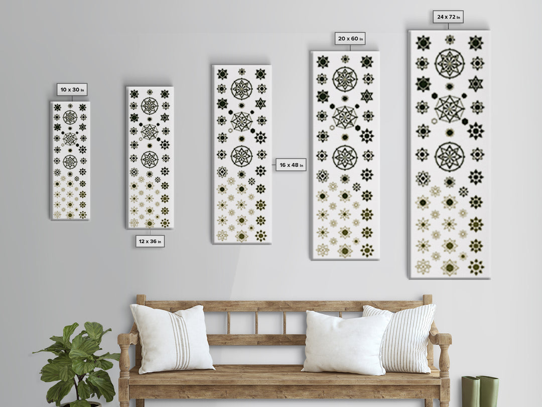 Sacred Geometry Star Pattern Canvas Print, Gold Green Mandala Wall Decor, Minimalist Art, Spiritual Wall Art, Boho Decor