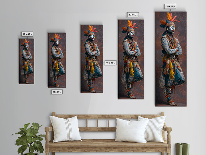 Feathered African Warrior Woman Framed Canvas Print, Tribal Queen Portrait, Afrocentric Wall Decor, Cultural Artwork Gift