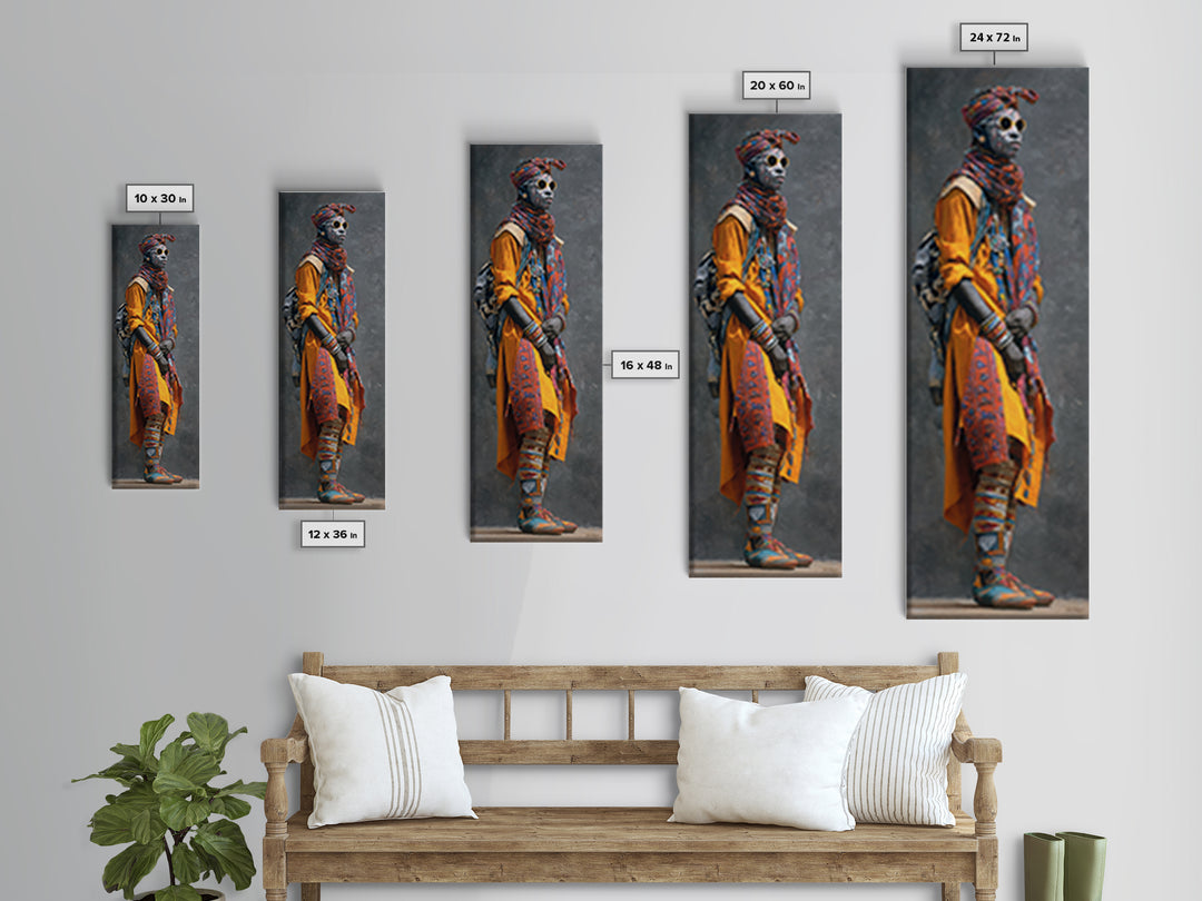 Stylish African Nomad In Yellow Robe Canvas Print, Modern Afrocentric Portrait Wall Decor, Black Culture Art For Living Room