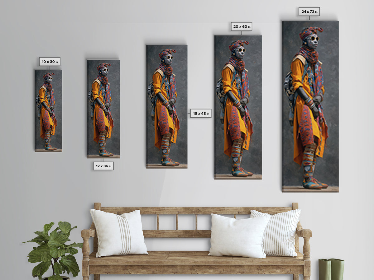 Stylish African Nomad In Yellow Robe Canvas Print, Modern Afrocentric Portrait Wall Decor, Black Culture Art For Living Room