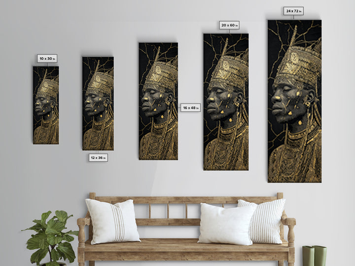 Gold African Queen Profile Wall Art, Black And Gold Portrait, Regal Afrocentric Decor, Elegant Cultural Artwork For Living Room
