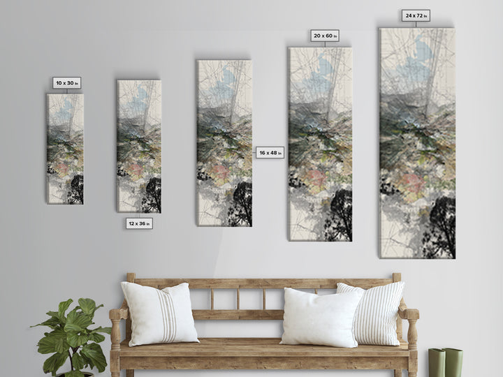 Misty African Valley Abstract Landscape Canvas Print, Acacia Tree Wall Decor, Neutral Earth Tone Art, Modern Office Decor