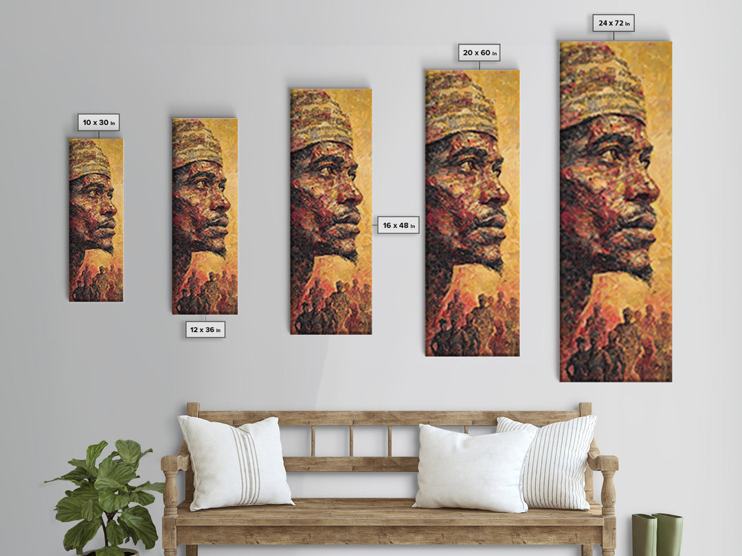 Regal African Man Profile Portrait Framed Canvas Print, Warm Orange Black Art, Tribal Warrior Culture Wall Decor, Gift For Him