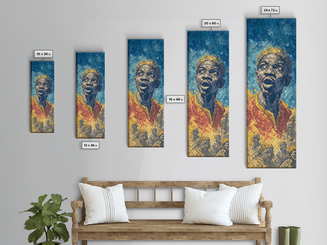 Expressive Singing Man Canvas Print, Blue African Portrait, Afrocentric Wall Decor, Black Music Art For Modern Home Gallery
