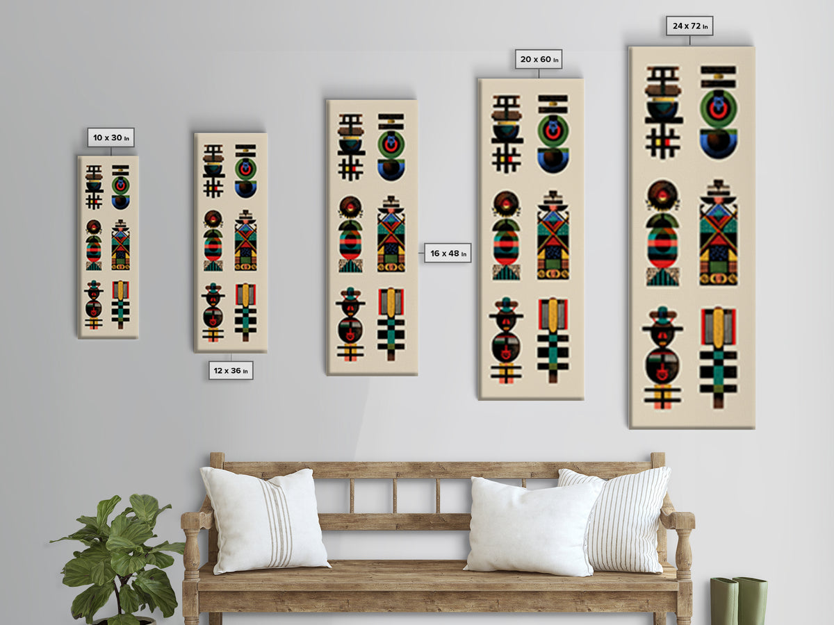 Abstract African Totem Wall Art, Geometric Tribal Symbols, Modern Afrocentric Decor, Ethnic Pattern Canvas For Home Gallery