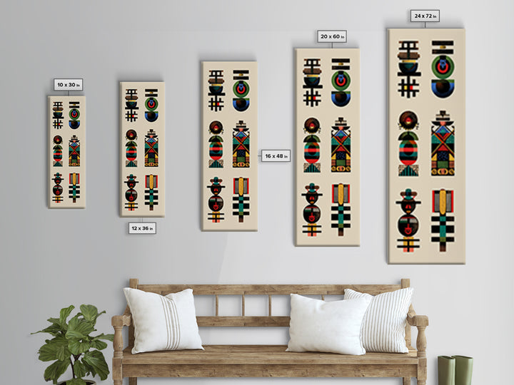 Abstract African Totem Wall Art, Geometric Tribal Symbols, Modern Afrocentric Decor, Ethnic Pattern Canvas For Home Gallery