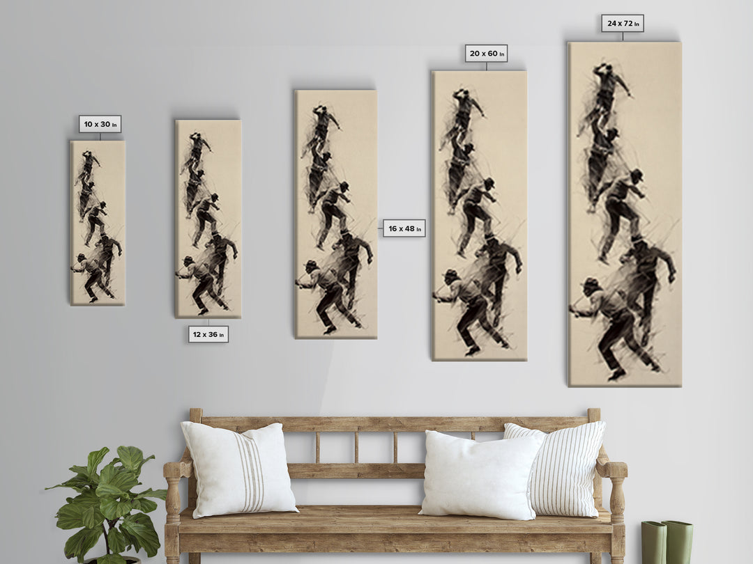 Dynamic African Climber Wall Art, Charcoal Motion Figures, Black Athlete Sketch, Modern Minimalist Decor For Home Gallery
