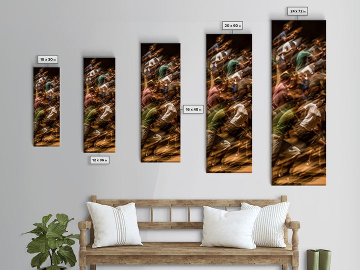 Blurred Crowd In Motion Canvas Print, Contemporary African People Art, Urban Wall Decor, Vibrant Statement Living Room Art