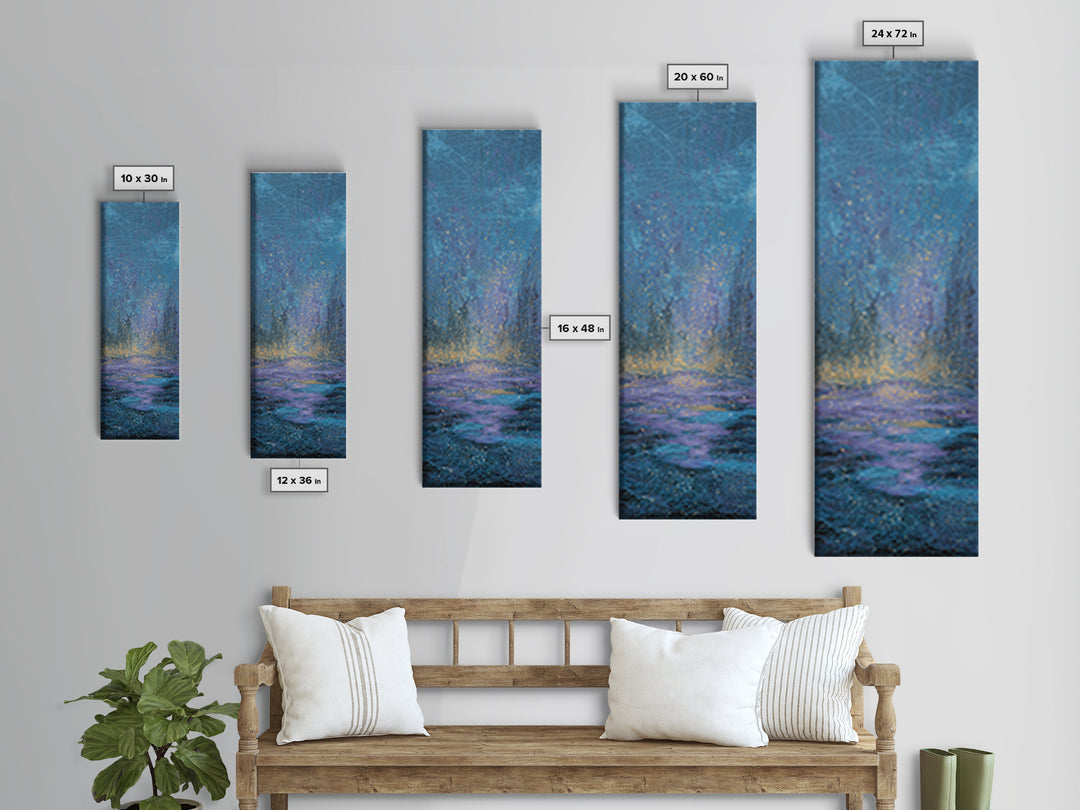 Blue Rainy Ocean Horizon Canvas Print, Dreamy Abstract Seascape, Coastal Bedroom Wall Decor, Modern Home Decor Gift For Her