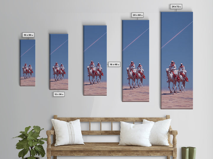 Two Desert Riders Under Blue Sky Canvas Print, African Warrior Art, Western Safari Decor, Unique Statement Wall Decor, Gift