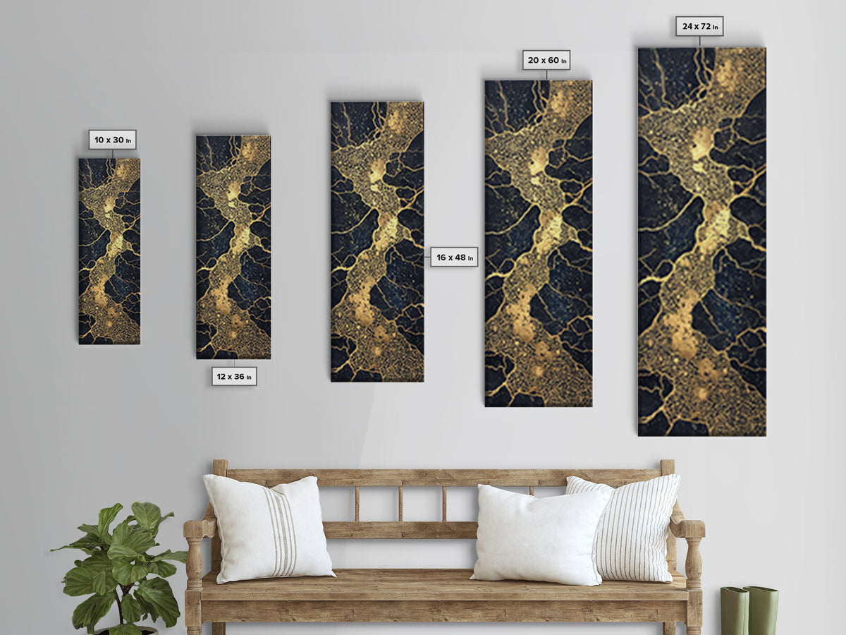 Black And Gold River Veins Wall Art, Abstract Geometric Texture, Luxury Canvas Decor, Modern Office Decor, Statement Gift