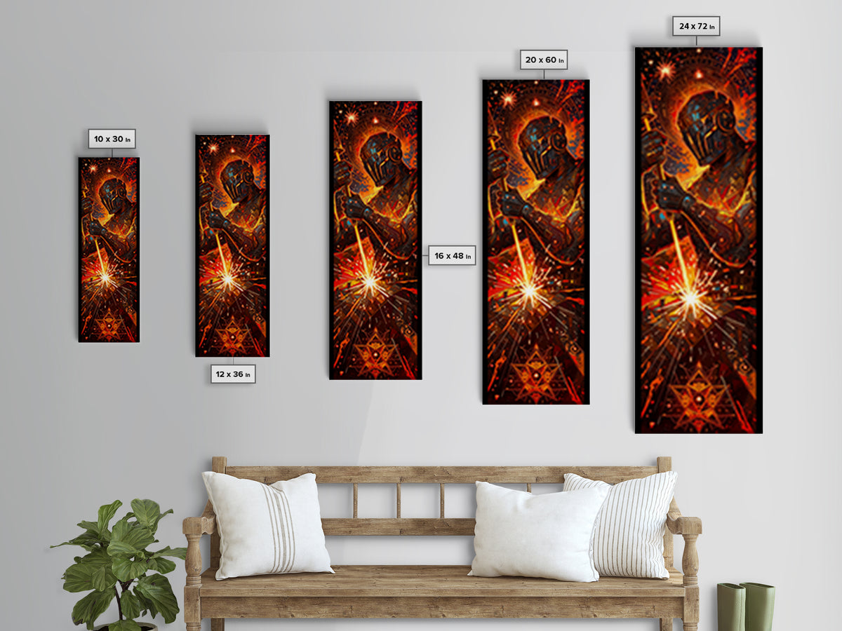 Fiery Mechanical Engine Abstract Wall Art, Industrial Sci Fi Canvas Decor, Orange Black Statement Art, Gift For Him, Poster