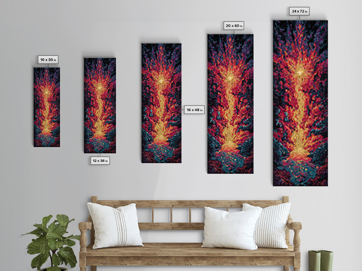 Exploding Fire Waterfall Wall Art, Vivid Red Orange Abstract Canvas Print, Dramatic Nature Scene Art, Large Decor Art Gift For Home