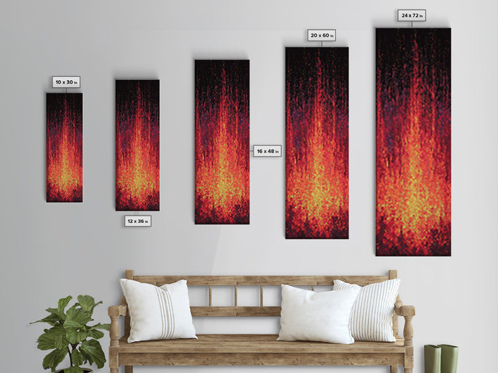 Blazing Red Orange Firefall Abstract Wall Art, African Inspired Canvas Print, Modern Black Decor, Statement Home Decor Gift