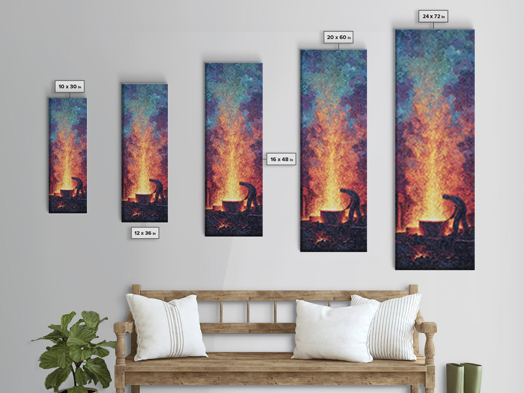 Blacksmith Silhouette With Glowing Sparks Wall Art, African Inspired Canvas Print, Industrial Workshop Decor, Unique Gift