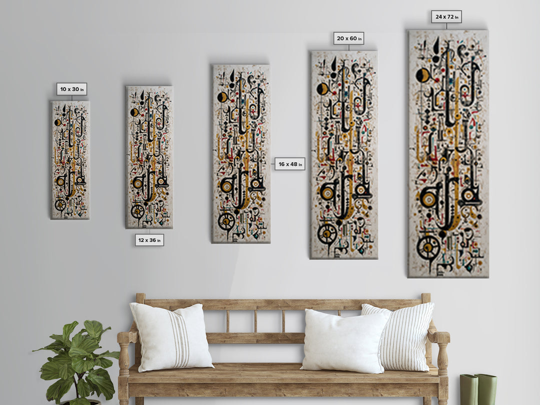 Abstract African Geometric Symbols Wall Art, Modern Canvas Print, Tribal Line Art Decor, Gold Black Contemporary Poster Gift