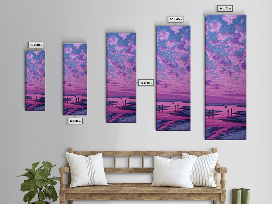 Pink Purple Coastal Sunset Sky Wall Art, Dreamy Canvas Print, Serene Beach Landscape Decor, Modern Large Living Room Gift